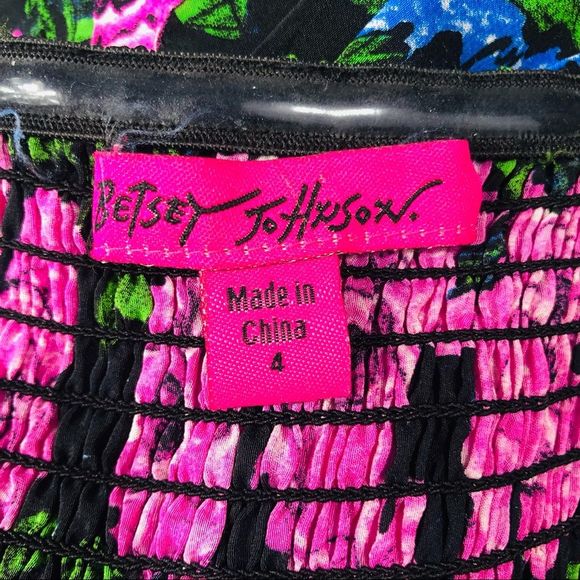 Betsey Johnson 100% Silk Floral Rose Strapless Babydoll Dress Lace Size 4 - Picture 12 of 13